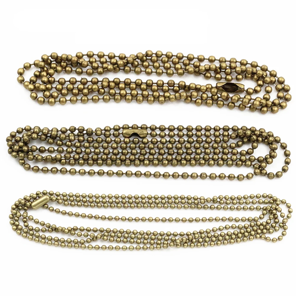 

5pcs 1.5mm 2mm 2.4mm Bronze Plated Ball Beads Chain Necklace Bead Connector 65cm(25.5 inch)