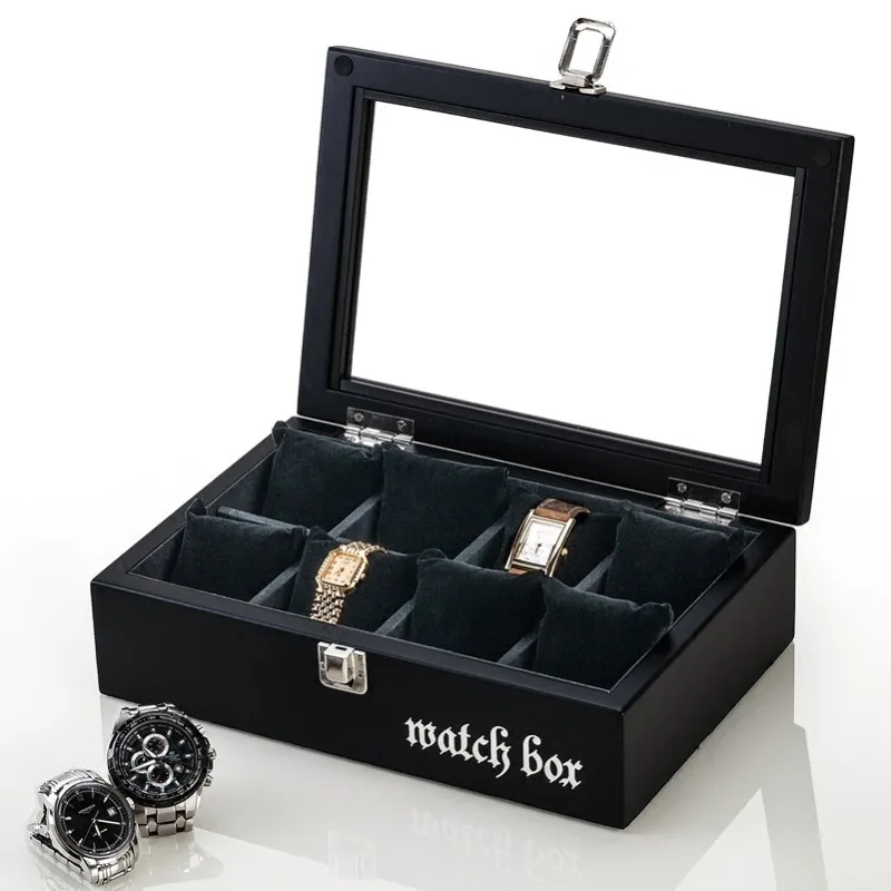 Luxury Machinery Watch Box with Lock Wood Storage Organizer Watch Case Holders Shockproof Waterproof 8 Slot Surprises Boxes