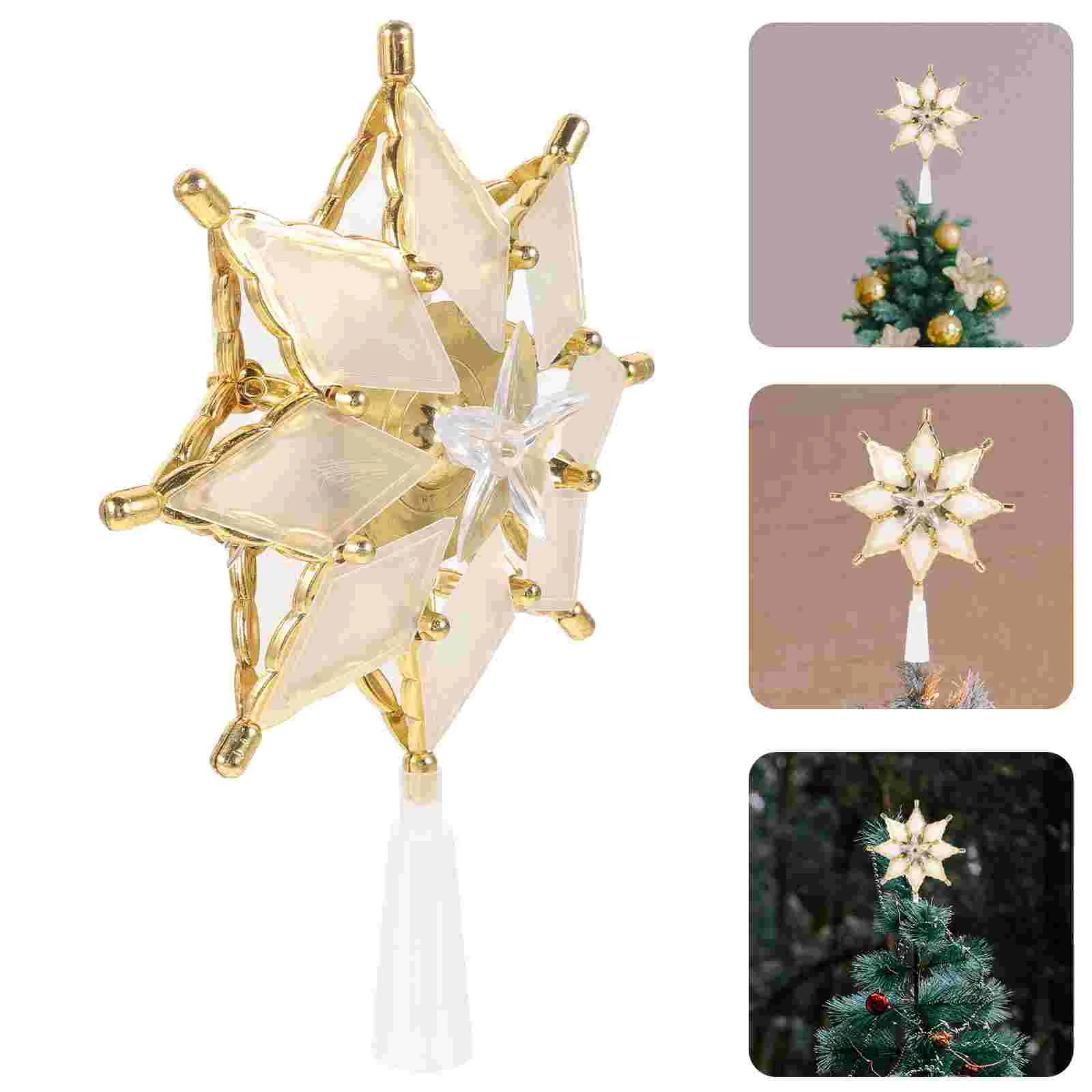 LED Christmas Decoration Lights Five-pointed Star Tree Top Topper Xmas Lamp Warm White Ornament Plastic