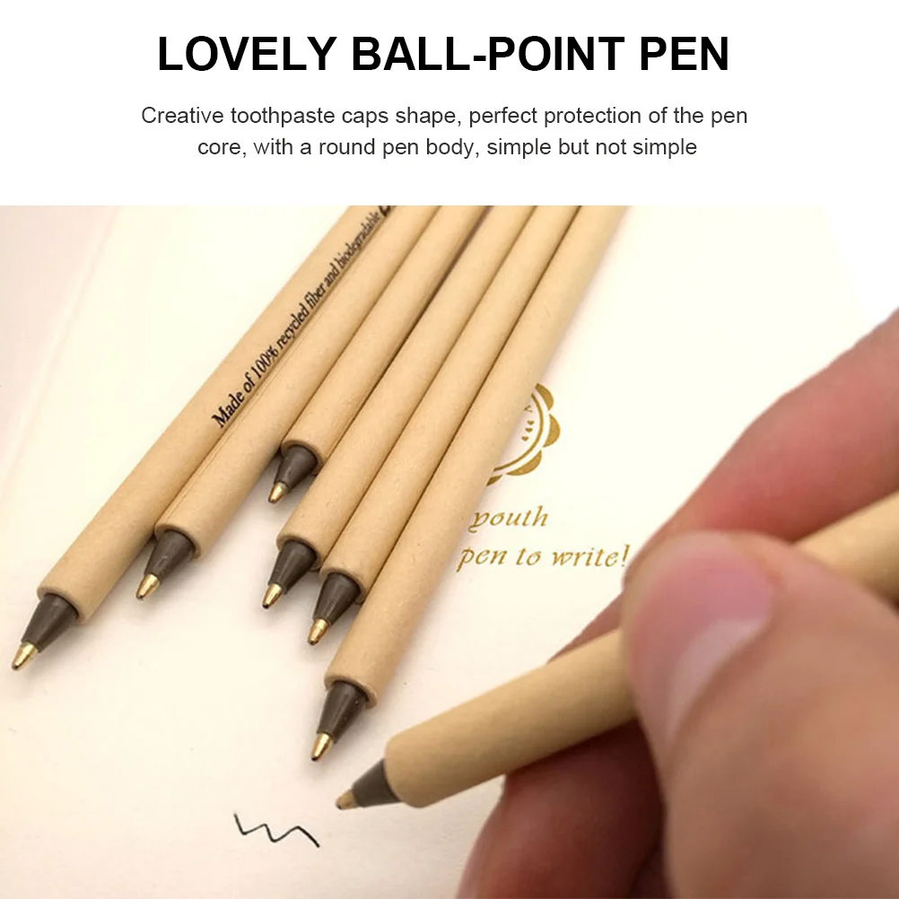 15Pcs Paper Tube Ballpoint Pens Creative Design Comfortable Grip Ideal for Writing Drawing School Study Office Use