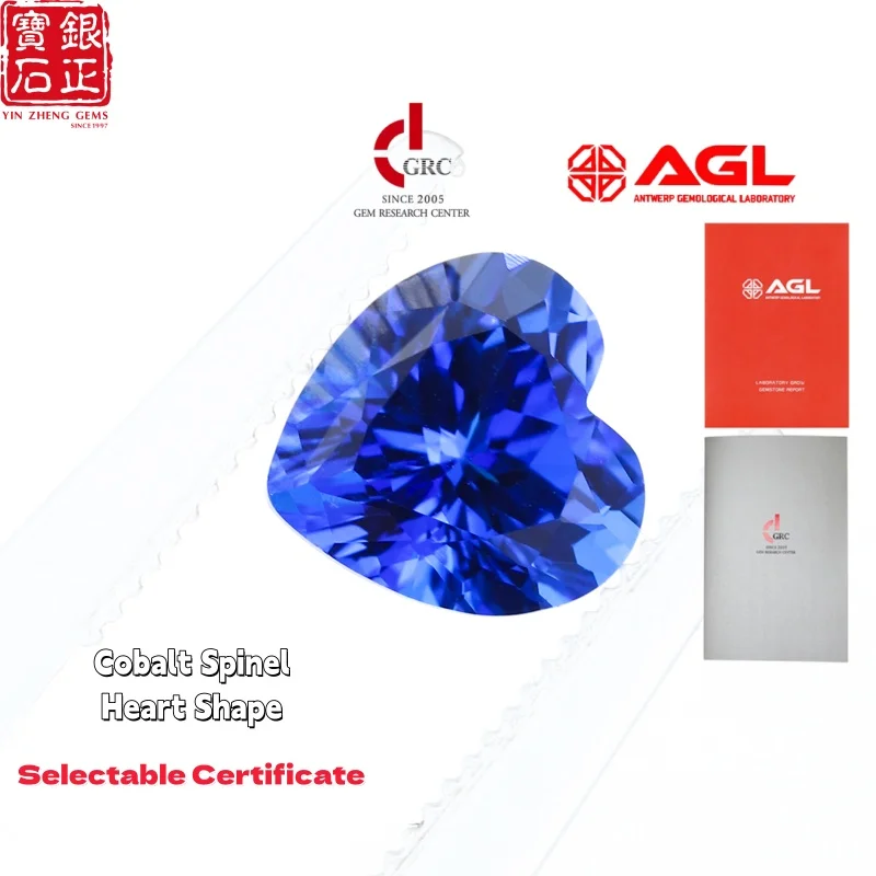 

Искусственный кобальтовый шпинель в форме сердца, выращенный методом сублимации, с сертификатом AGL, для изготовления ювелирных изделий своими руками