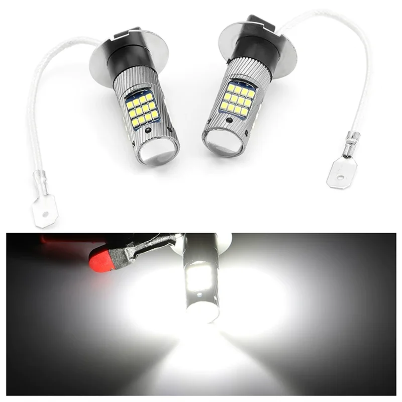 2PCS H3 High Quality 2016 Led Car Front Fog Lamps Anti Fog Bulb Auto Driving Running Light Foglamps 6000K Super White 12V24V