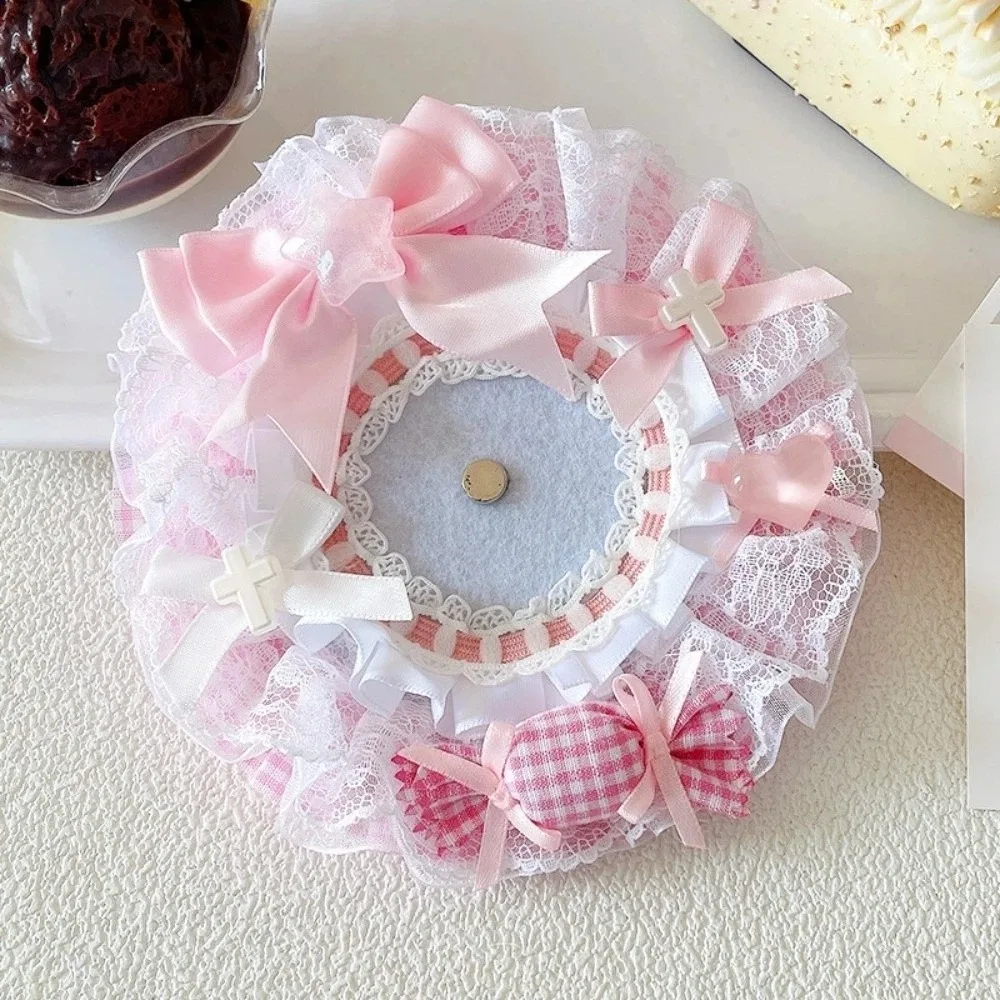 Lovely Lace Magnetic Anime Badge Holder Rose Candy Pins Display Base Bow Cross Ornate Ribbon Badge Flower Ita Bag Accessories