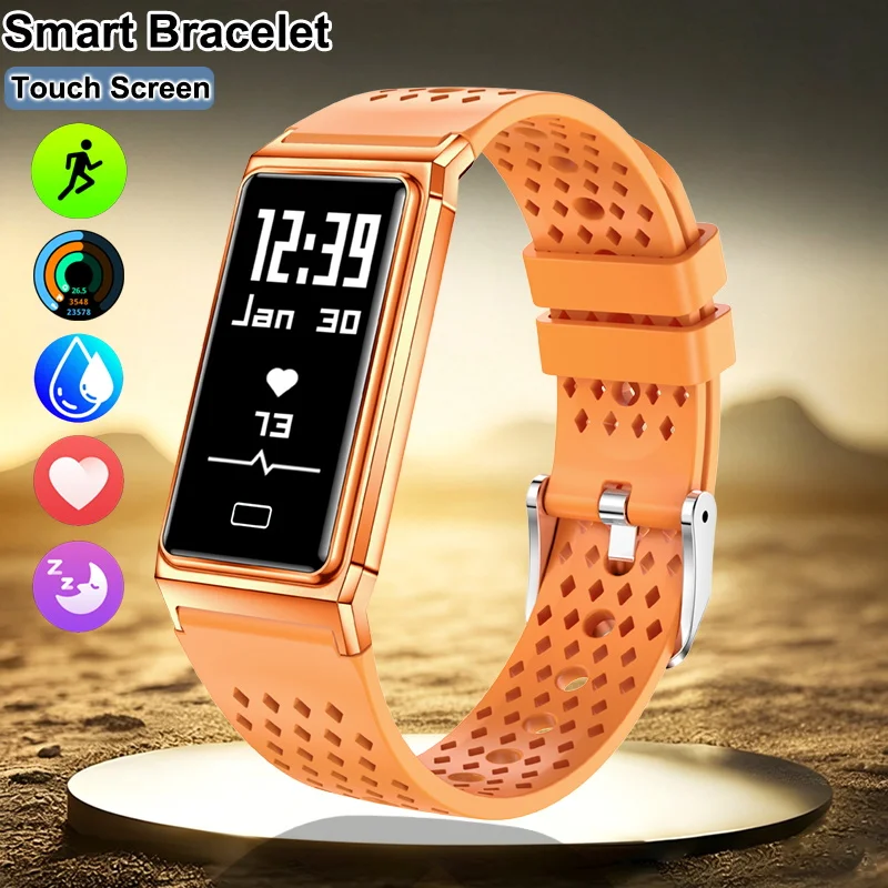 New Men Smart Bracelet Sleep Monitor Heart Rate Fitness Tracker 10ATM Waterproof Pedometer Call Reminder Smartwatch Band Women