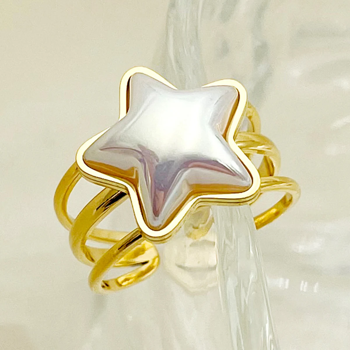 May@RZ Fritillary Star Shaped Stainless Steel Finger Ring For Men And Women's fashion Jewelry Simple Cute Stacked Ring