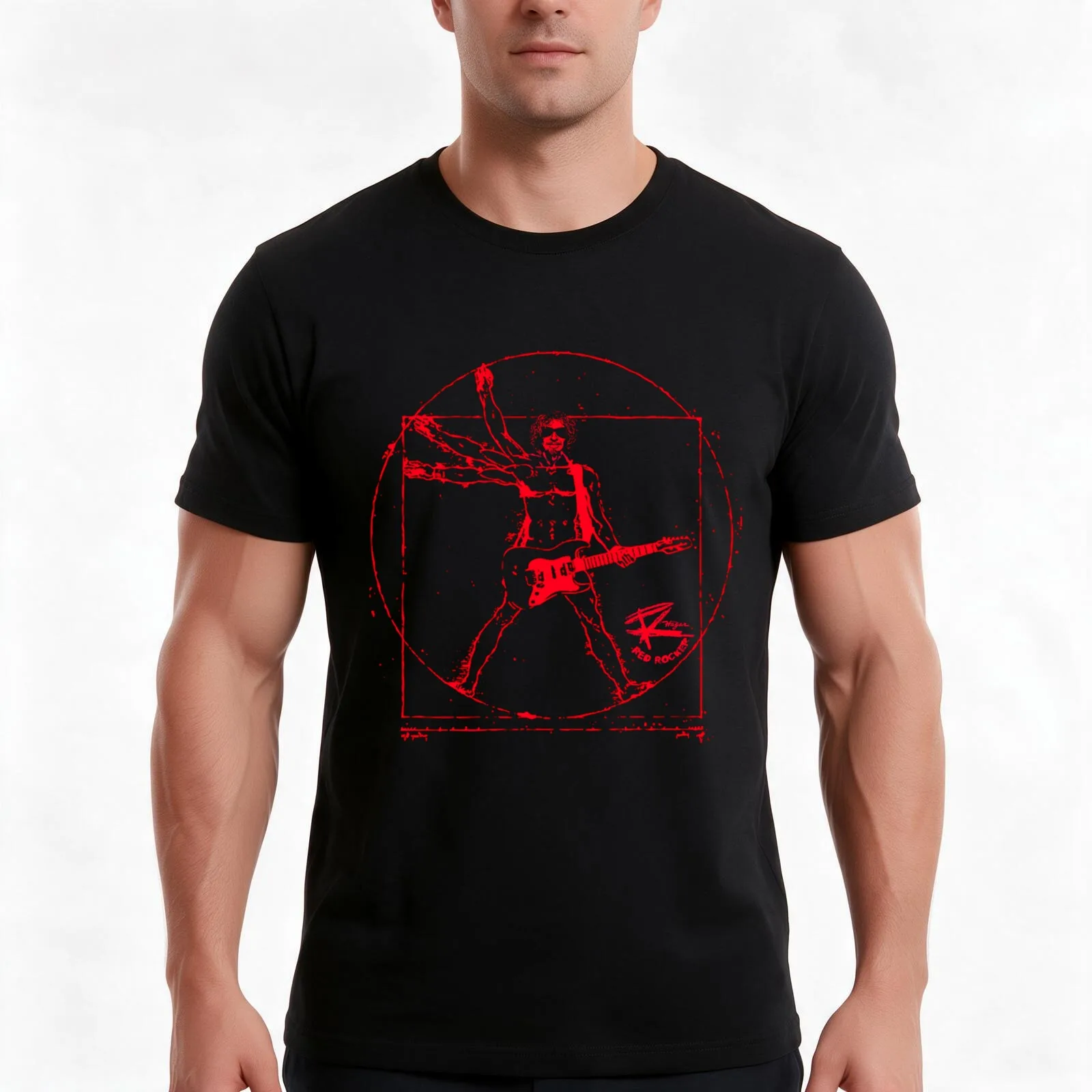 Sammy Hagar Red Rocker da vinci art style \t T-Shirt Summer Casual Cotton Tee Oversized Streetwear Tops Vintage Graphic Print