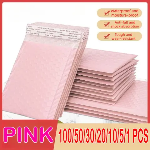 100/1 PCS Pink Poly Bubble Mailers Padded Envelopes Self Seal Padded Envelopes Gift Bags Packaging Envelope School Supplies
