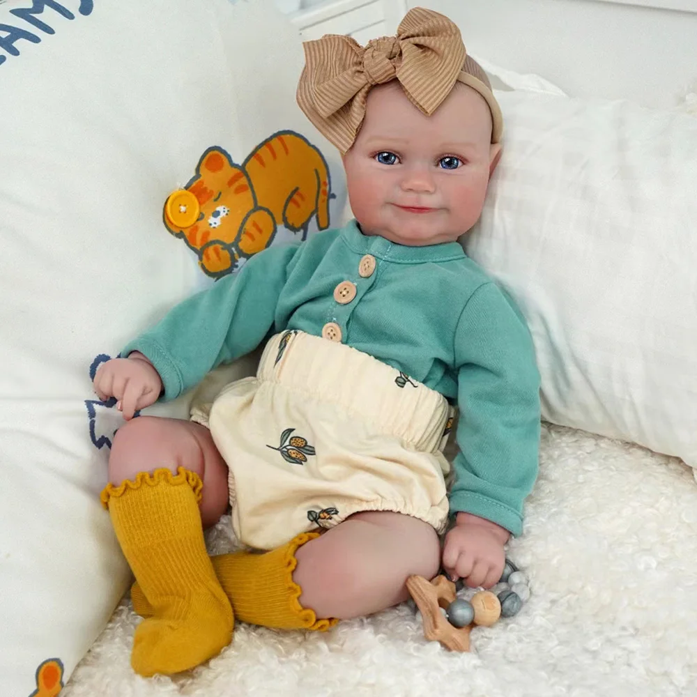 BRASTOY Reborn Baby Maddie Doll Painted Realistic 48cm Girl With Blue Eyes Silicone Body