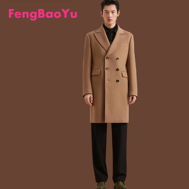 

Мужское пальто Feng Baoyu, двустороннее, 70% кашемир, 30% шерсть, с классическим воротником, элегантное и изящное, для делового и повседневного стиля, комфортное.