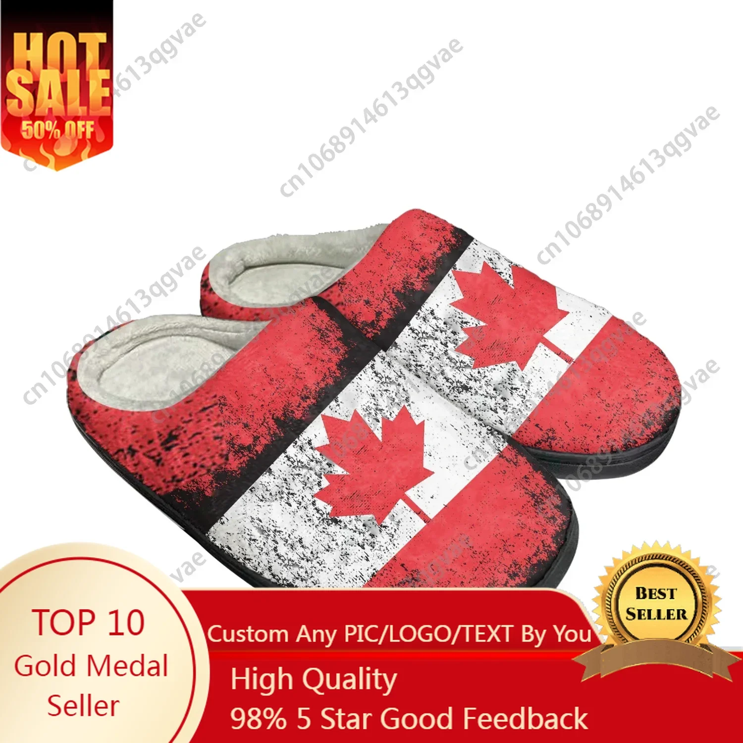 

Canadian Flag Home Cotton Custom Slippers Mens Womens Sandals Canada Plush Bedroom Casual Keep Warm Shoes Thermal Slipper