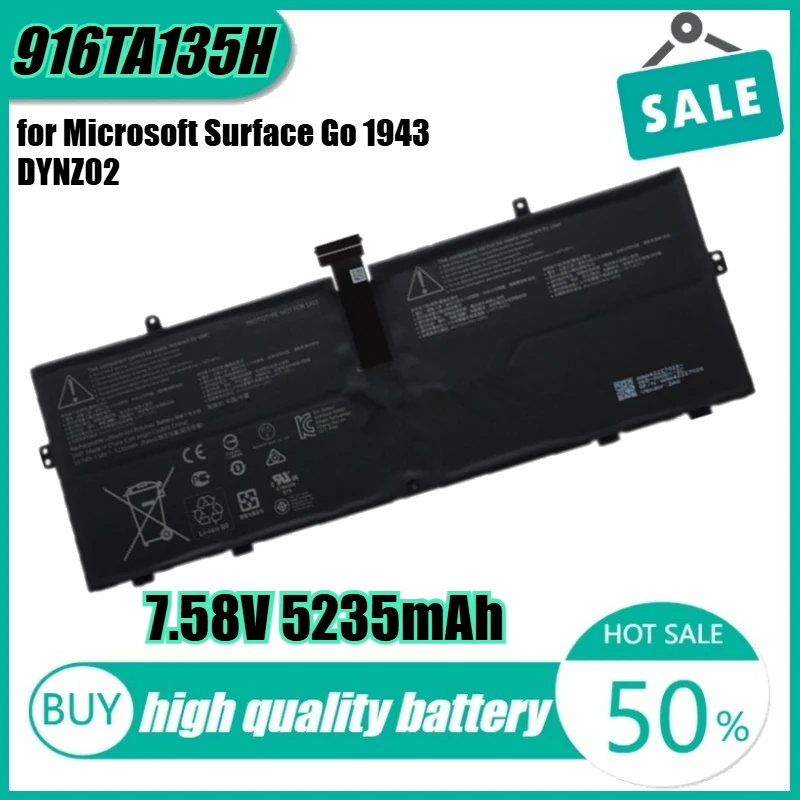 

7.58V 39.7Wh 5235mAh 916TA135H Laptop Battery for Microsoft Surface Go 1943 DYNZ02