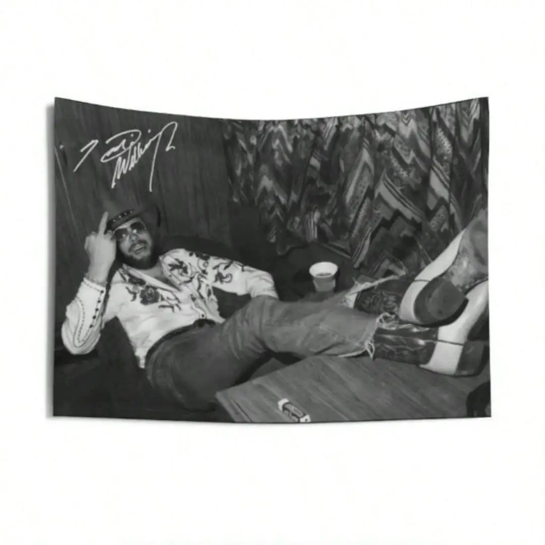 Vintage Black White Western Cowboy Wall Tapestry Retro Country Music Style Wall Hanging  Bedroom Bar Studio Home Decor Fan Gift