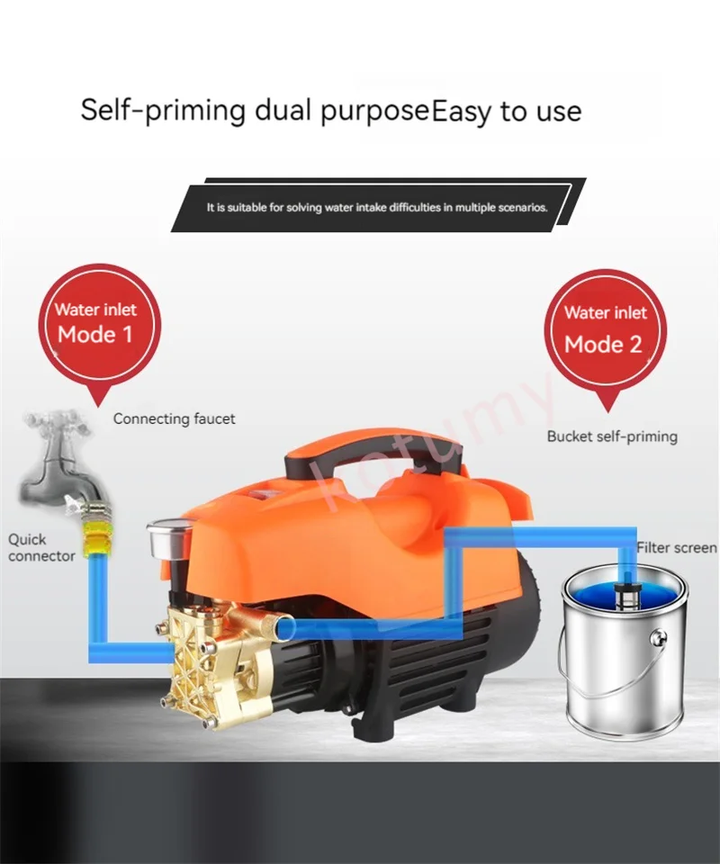 6000W Car Washing Machine High Pressure Household Water Gun  Booster Pump Cleaning Machine 220V With Explosion-proof Pipe