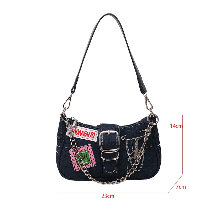 Luxury Designer Jeans Bags Women Denim Crossbody Bag For Women 2023 New Punk Style Underarm Shoulder Handbag And Purse Brand Bag