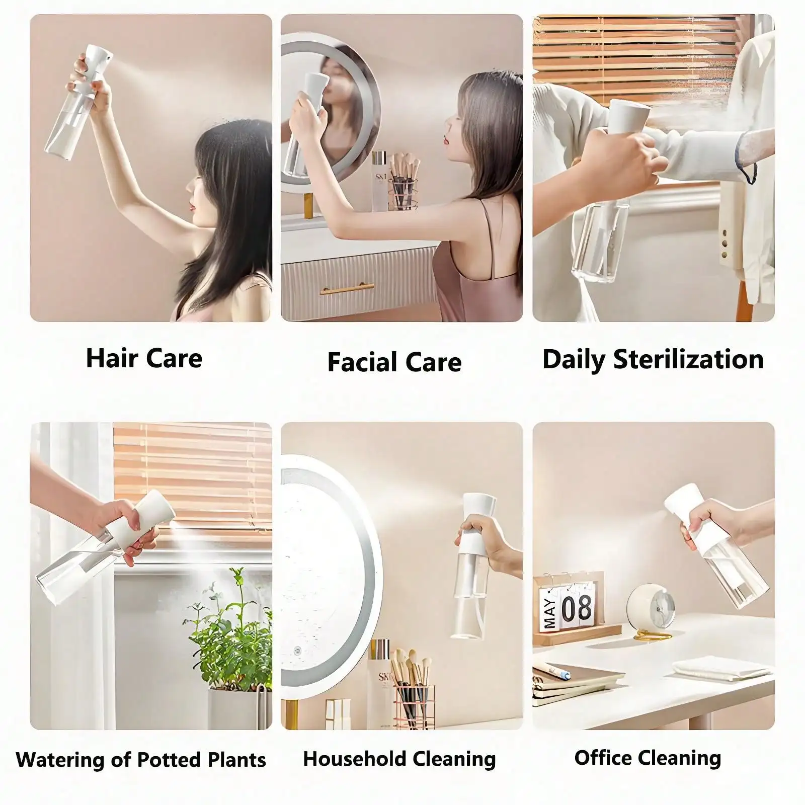 200ml プロフェッショナルスプレーボトル - サロン/家庭用ファインミストスプレー、BPAフリーPET ✔ 調整可能なノズルと漏れ防止