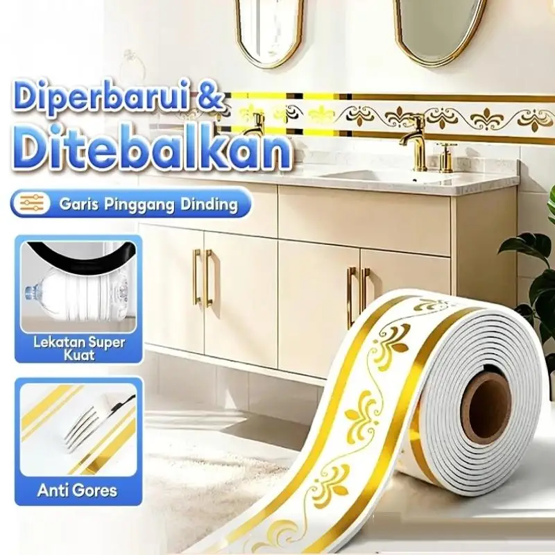 1Roll 10cmx5m Rolled Self-Stick Baseboard Trim-Anti-Collision Wall Waistband Sticker For Living Room Bedroom Home Decor