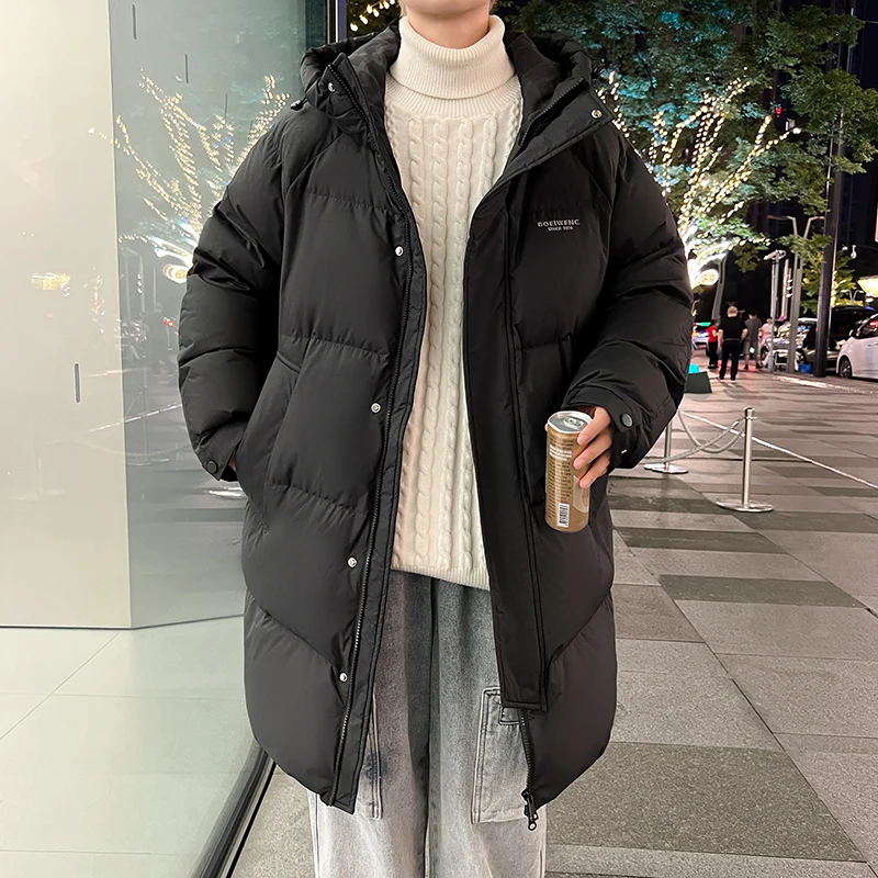 

Новая мужская модная свободная белая пуховая куртка средней длины с капюшоном, верхняя одежда из полиэфирного волокна, молодежная, бренд Sli, 2025 год