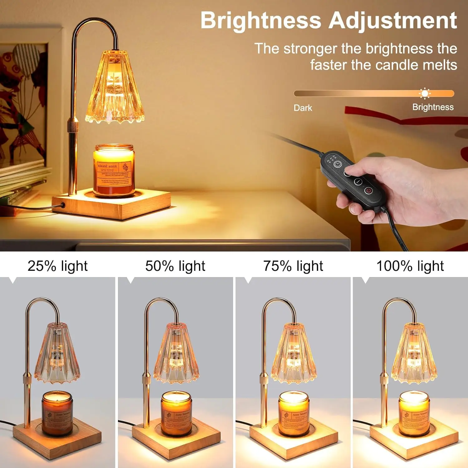 Lightess Candle Warmer Lamp, Electric Candle Lamp Warmer with Timer & Dimmer, Height Adjustable, with 2 Bulbs