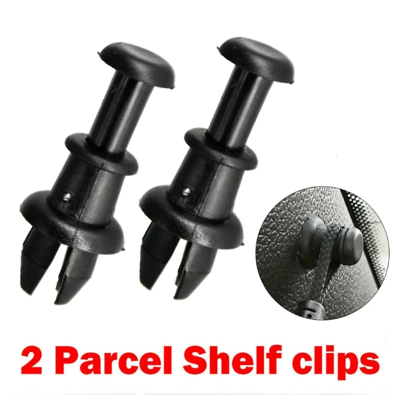 2 Pcs/Set Parcel Shelf Load Cover Strap Pin Clip Retaining Hook Paired Black Clips for GOLF 5 Mk6 Push-in Rivets