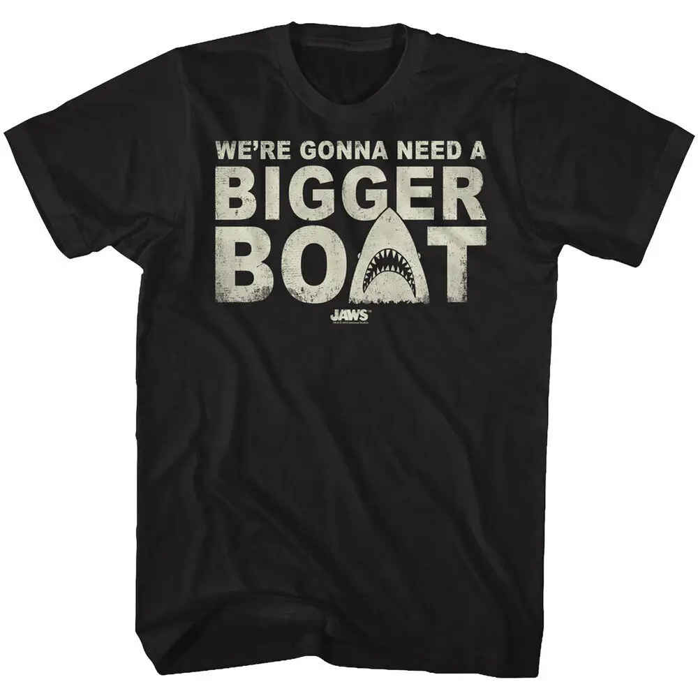 JAWS Movie T-Shirt Hooper Need A Bigger Boat New Official Black Cotton SM - 5XL