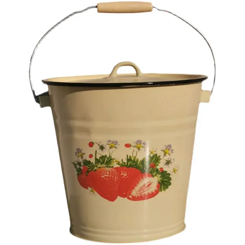 Hot salesthickened hand-held enamel water with large capacity,  oil, storage bucket, deepened enamel, rice jar