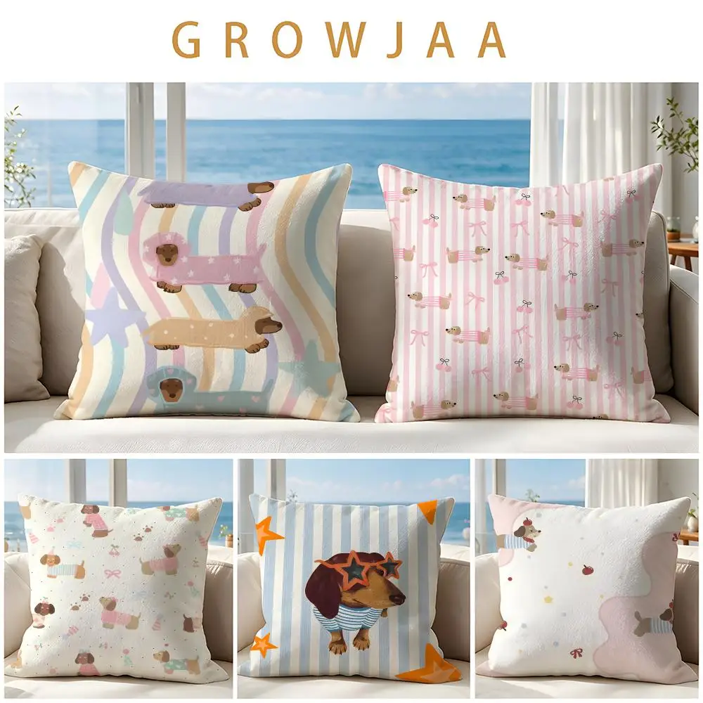 Animal dachshund Cushion Cover Throw Pillow Short Plush Fresh Natural Cushion for Living Room Sofa Ornament Present Gift