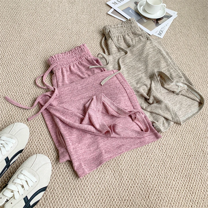 Slimming Wide-leg Long Pants, Spring Casual Thin Knitted Pant For Summer