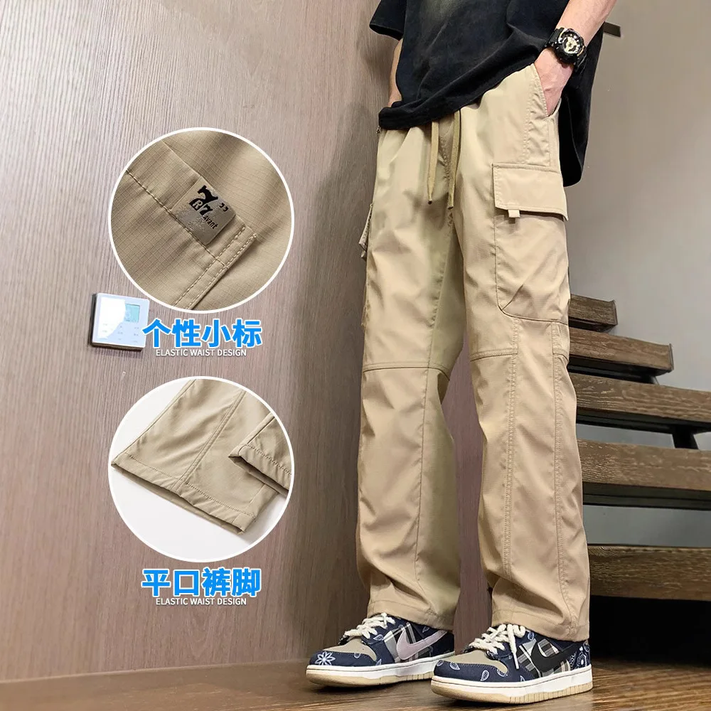 미국 패션 브랜드 남성용 봄 가을 2025 신상 루즈핏 스포츠 스트레이트 아웃도어 충전 바지 (캐주얼 워크웨어)