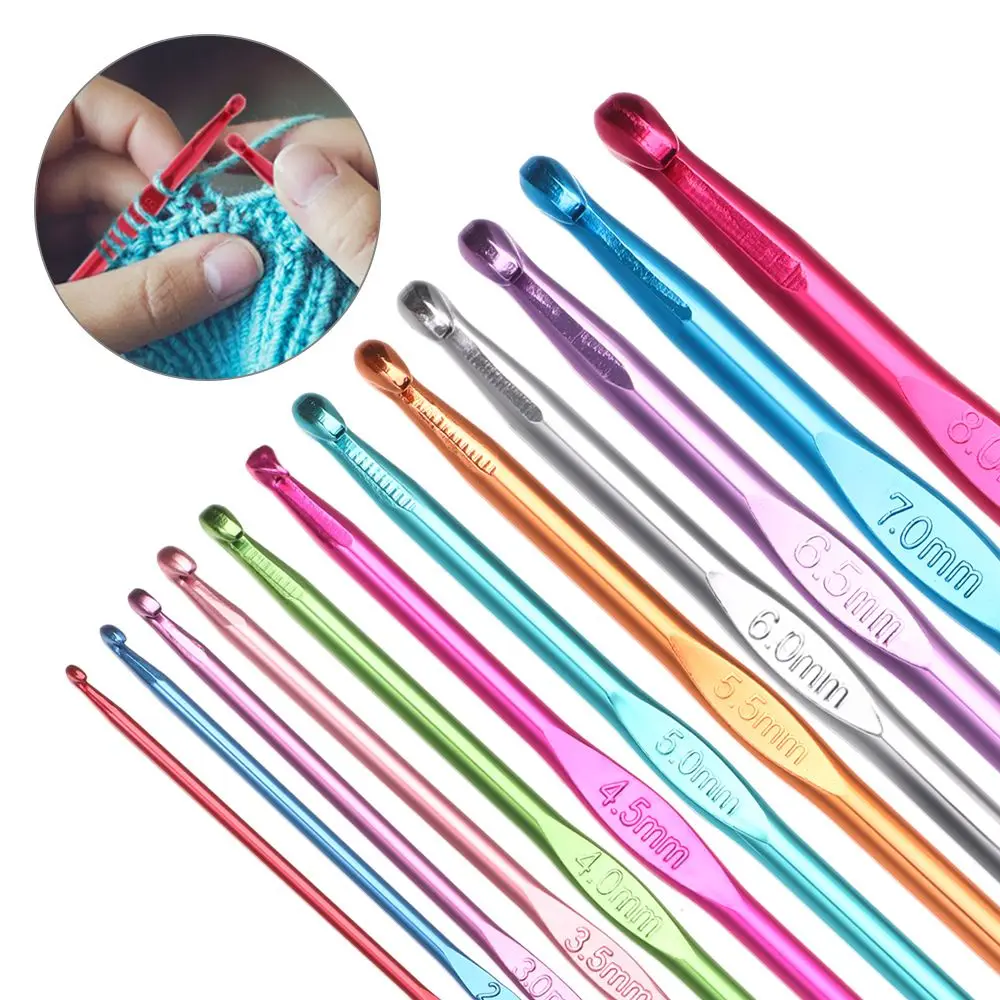 Colorful Knitting Crochet Aluminum Knitting Needle Crochet Needles Crochet Hook Set Sweater Stitch Tool Sewing Accessories