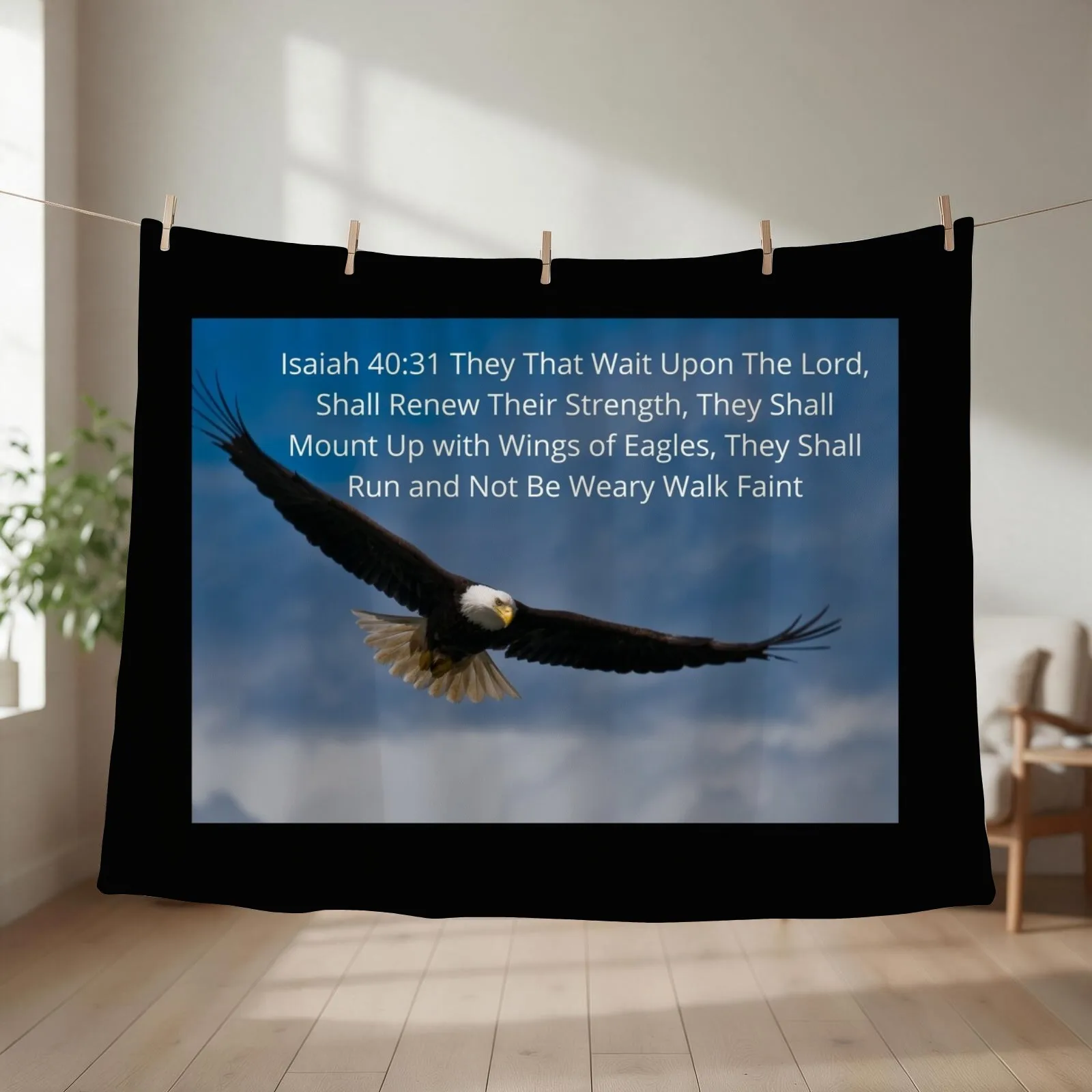 Isaiah 40 vs 31 On Eagles Wings Throw Blanket Soft Luxury Winter beds heavy to sleep Blankets