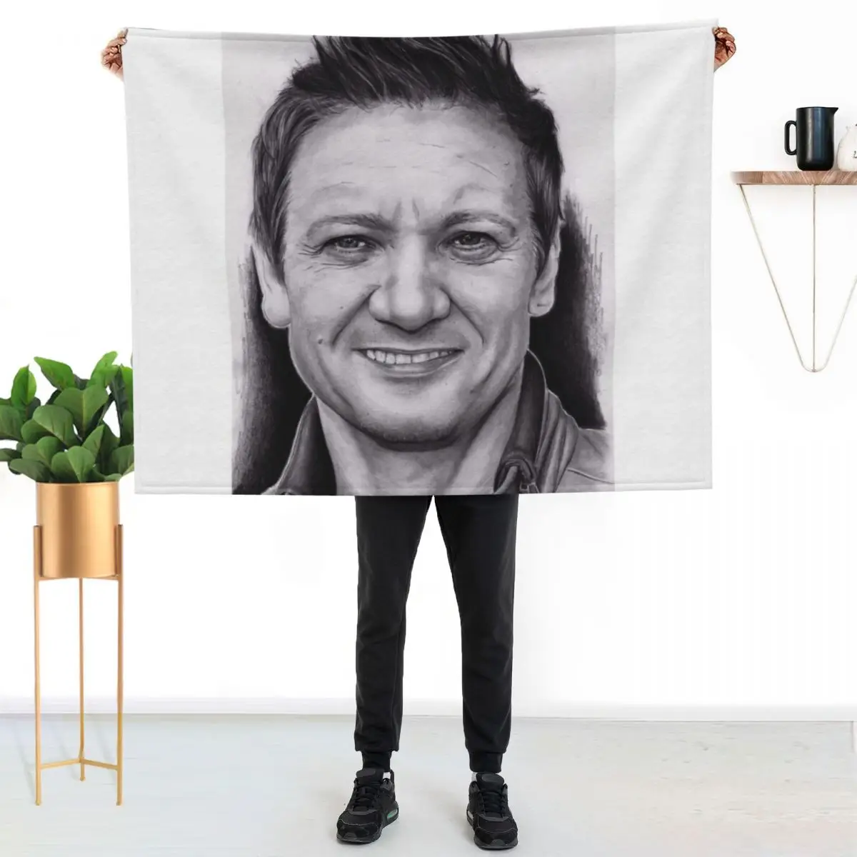 

Jeremy Renner Throw Blanket Warm Cozy Throw Blanket for Living Room Couch