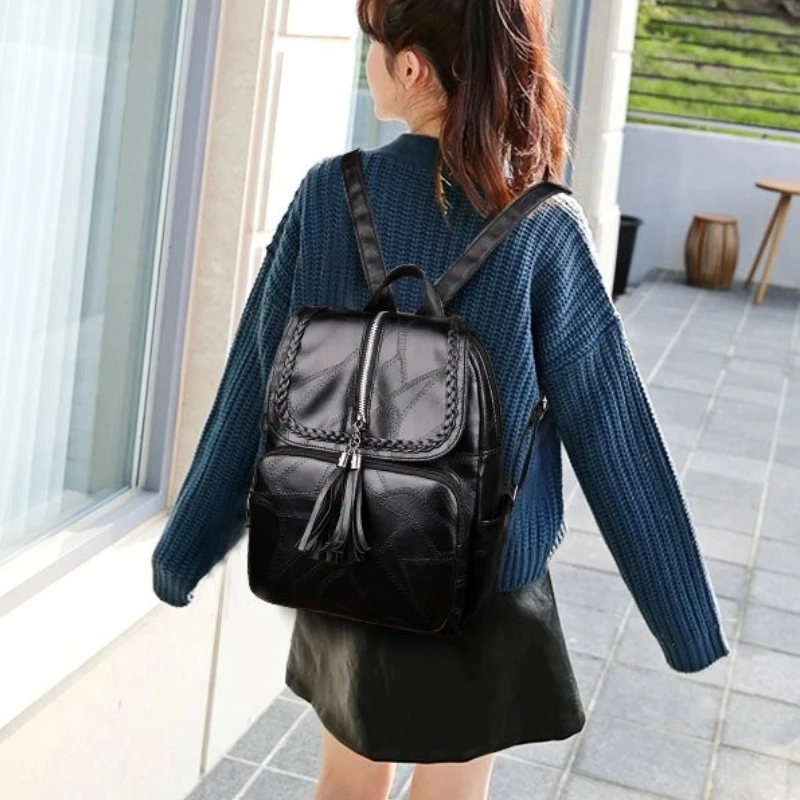 Summer 2024 Women Leather Backpacks Fashion Shoulder Bags Female Backpack Ladies Travel Backpack Mochilas School for Girls