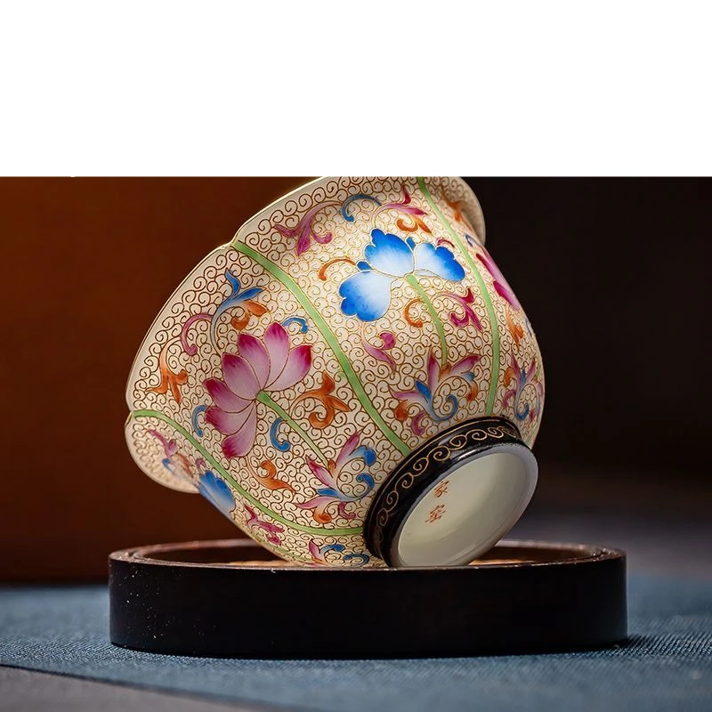 Kung Fu tea set teacup ceramic filigree enamel color personal cup small master cup