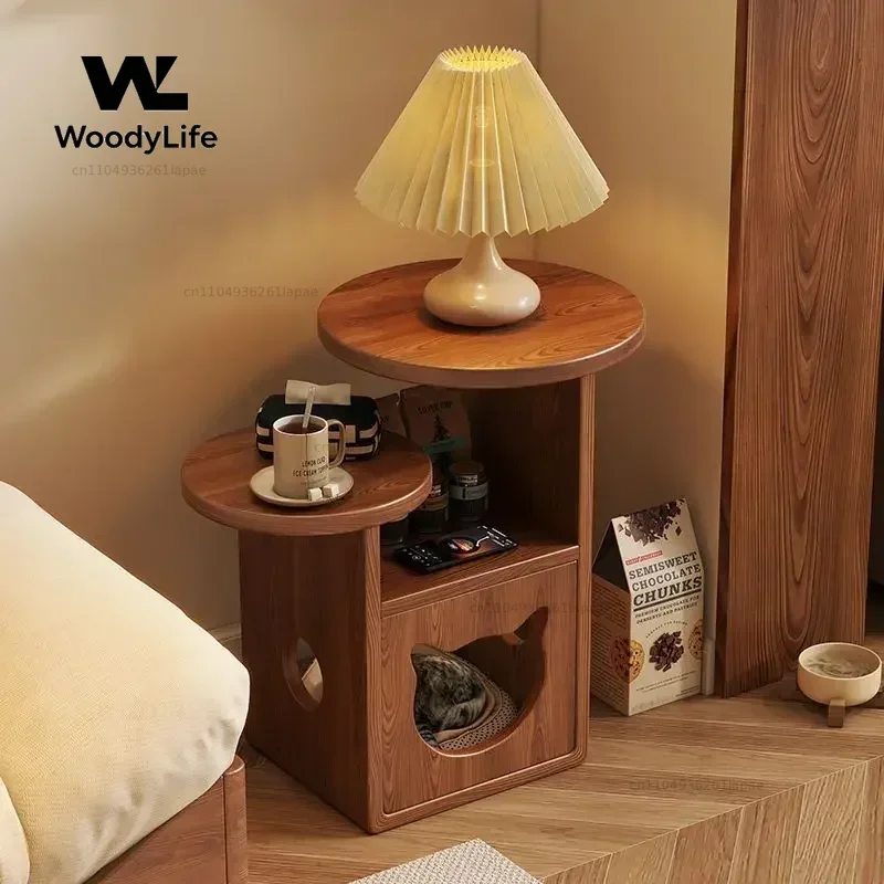 Coffee Table Sofa Bedside Floor Table with New Round Design, Creative Cat Climbing Frame Combined Side T