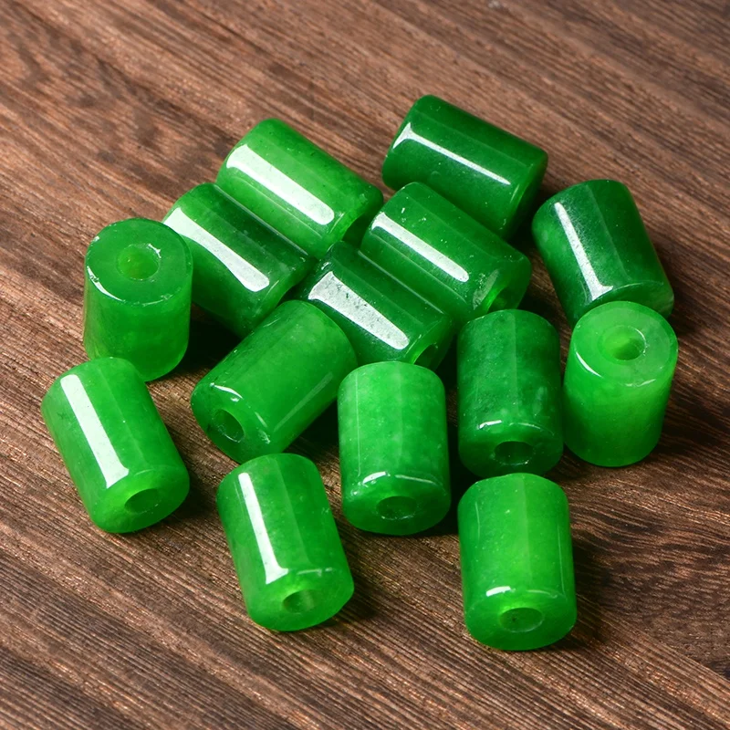 4A Zielony Jasper Jade Fortune Barrel Oryginalny kryształ kwarcowy Pojedynczy koralik DIY Koraliki Biżuteria Materiał — zdjęcie 4