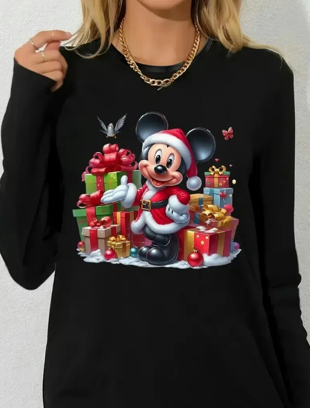 

Disney long sleeved T-shirt for both men and women, versatile, affordable, and a must-have top for Christmas