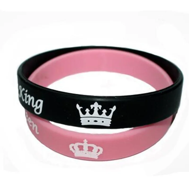 1pc/2pcs I am his queen I am her king lovers matching couple rubber bracelet silicone wristband