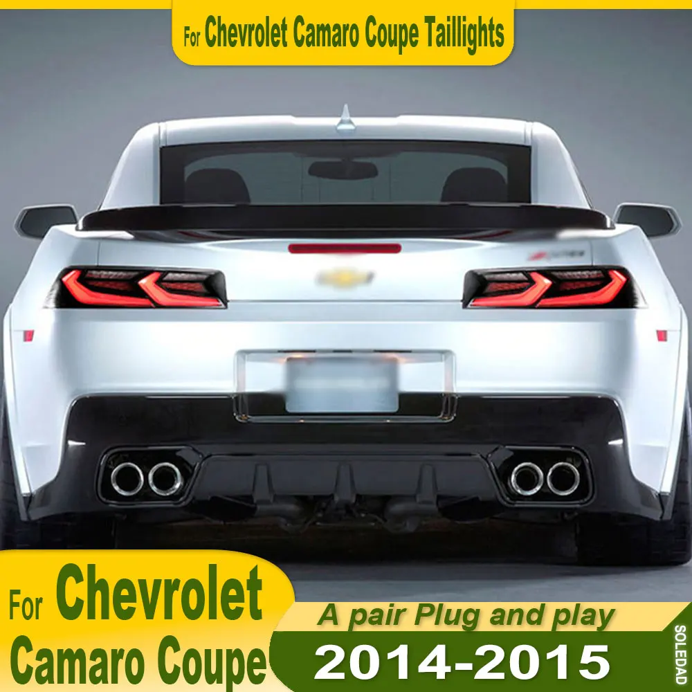 

Пара автомобильных задних фонарей для Chevrolet Camaro Coupe 2014-2015 Светодиодный задний фонарь Автоматическая лампа заднего хода Противотуманные фары DRL Plug and Play