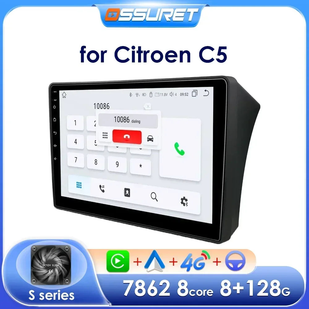 OSSURET Android Car Radio for Citroen C5 2008 - 2017 Carplay Car Stereo 2 Din Multimedia Screen Video GPS 2din Audio 7862