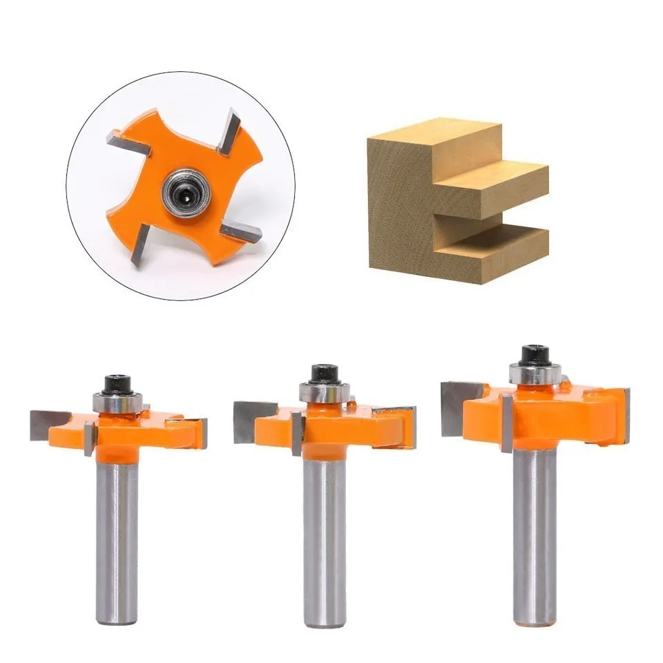 Milling Cutter 8mm Shank T Type Wood Milling Cutter With Bearings  Industrial Grade Router Bit for Woodworking Tool 1PC