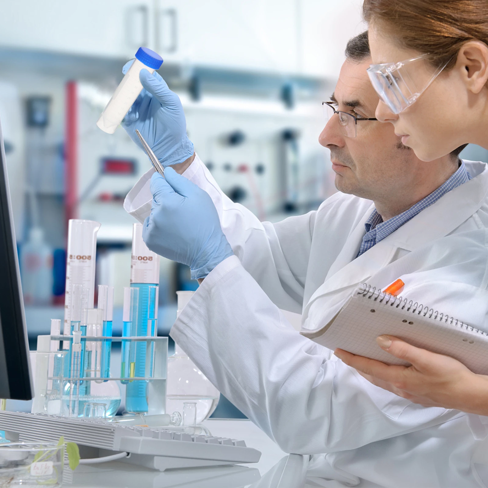 

50 Pcs Tube Small Tubes with Caps Self-standing Keli Lids Plastic Lab Test