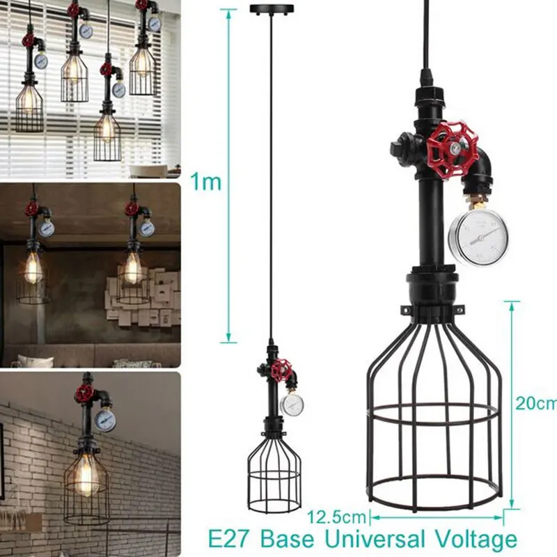 미국의 복고풍 철 펜던트 램프 크리 에이 티브 업계 스타일 철 케이지 램프 레스토랑 바 현관 복도 램프 물 파이프 벽 램프