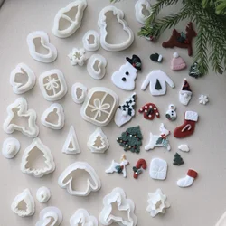 Christmas Santa Claus/Elk/Bell/Mistletoe/Socks/Crutch Shape Mini Clay Cutting Mold Clay Cutters for DIY Jewelry Pendant Making