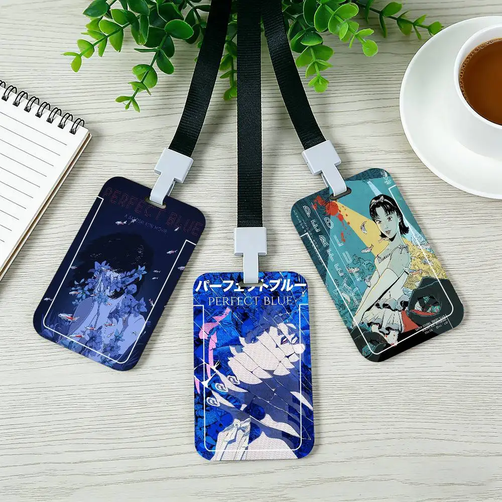 A-Anime Perfect Blue Card Holder Cardcase Bus Subway Work Permit Student Lanyard Neck Straps Badge Holder Door Card