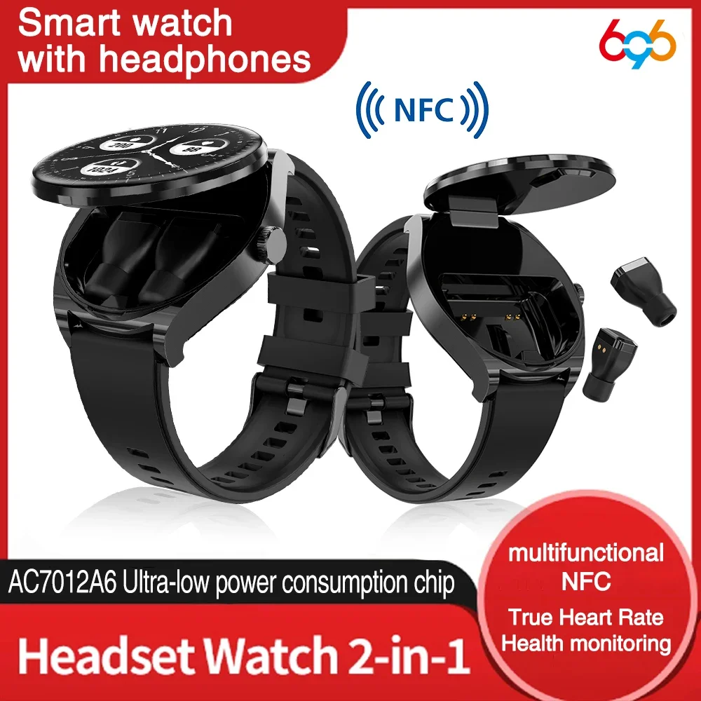 

Wireless Blue Tooth TWS Earphone 2 In 1 Watches Heart Rate Health Smart Watch Sports Noise Cancelling Headphones Smartwatch