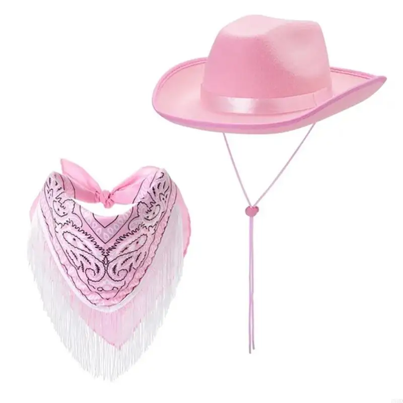 39BD Bandanas sombrero con flecos Set para mujeres Man Music Festival Dress Up Costume Bachelorettes Party 2 PCS