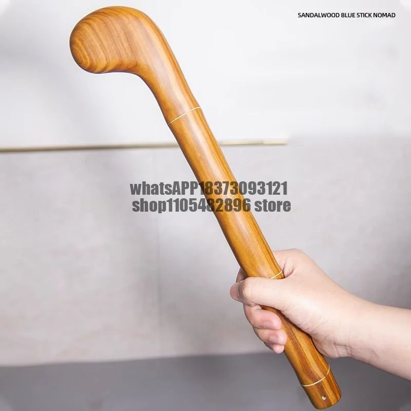 Outdoor Portable EDC Solid Wood Blue Self-defense Stick Fitness Massage Hammer Car Emergency Window Breaking Tool