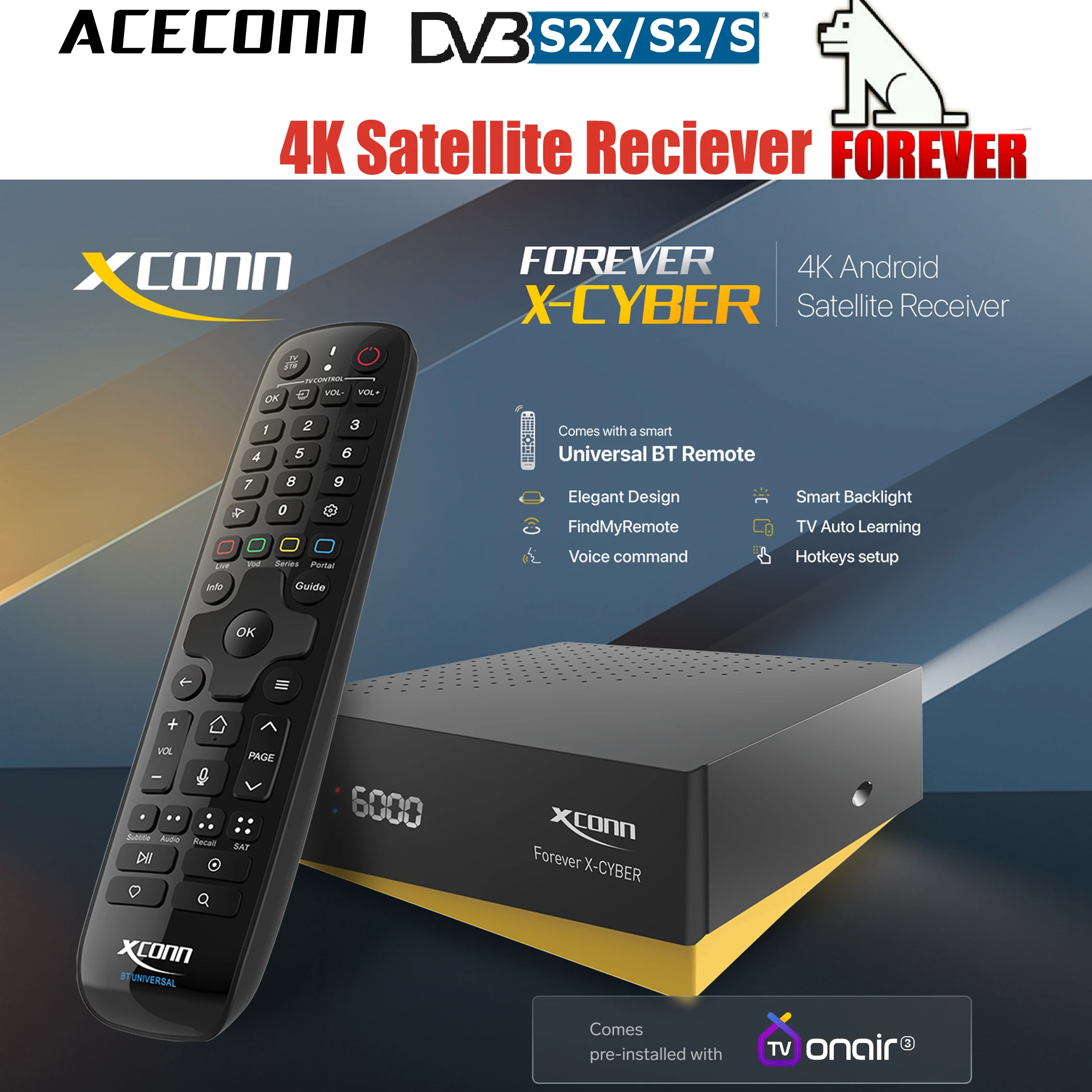 

4K*Satellite Service Forever* Support FOREVER Function X-CYBER 4GB 32GB IPTV Box with TVONAIR3 XCONN