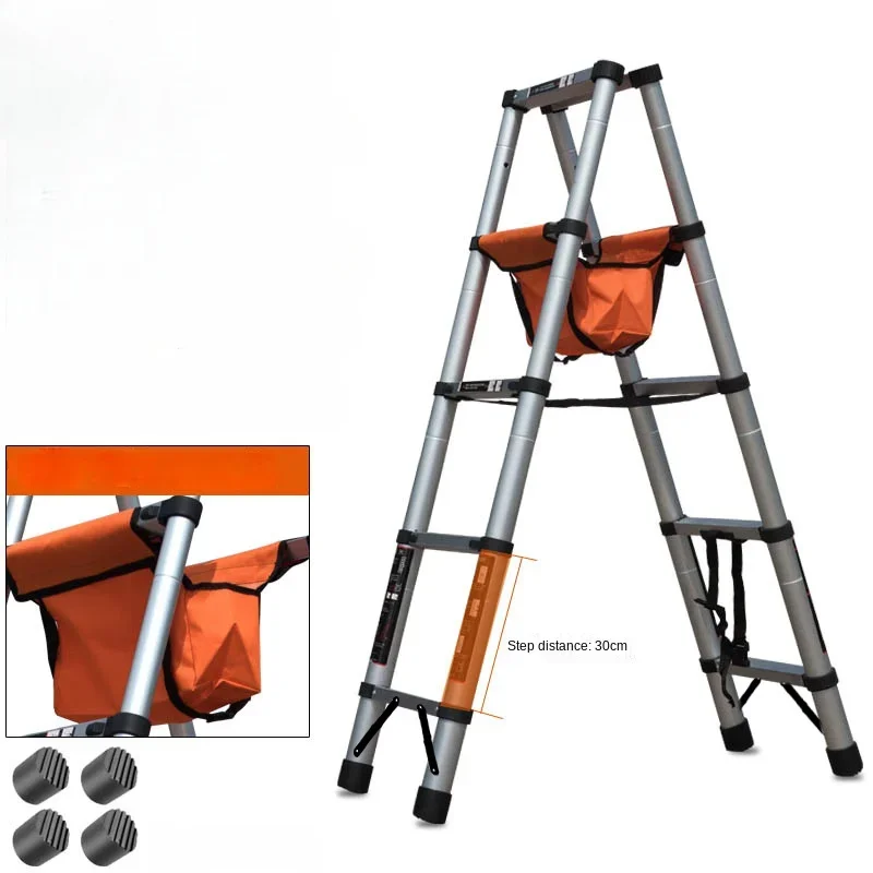 ヘリンボーンはしごウォーキング家庭用折りたたみと伸縮式アルミ合金肥厚エンジニアリングリフティング木工はしご