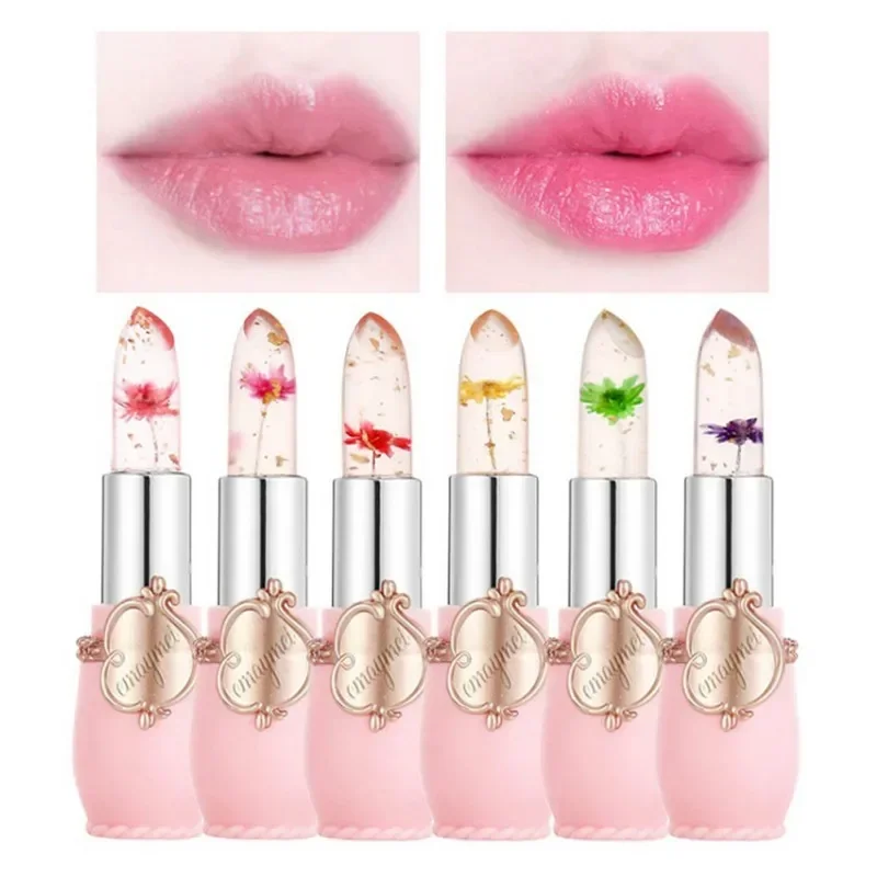 6 Stück Temperatur änderung Blume Lippenstift Set Gelee Lippen balsam reduzieren Lippen linien sexy Lip gloss feuchtigkeit spendende Lippen Make-up Kosmetik